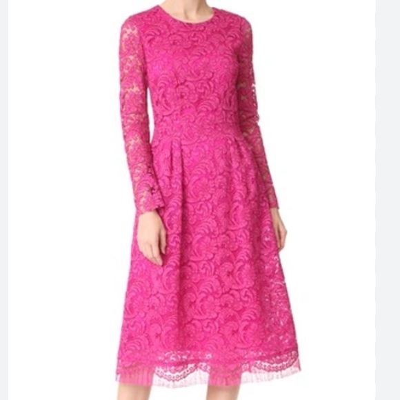 Adam Lippes Woman Midi dress Fuchsia Size 4 Cotton, Viscose, Nylon Adam Lippes Woman Midi dress Fuchsia Size 4 Cotton, Viscose, Nylon